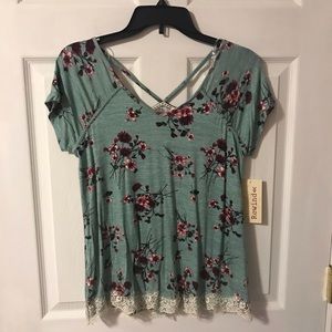 turquoise floral blouse